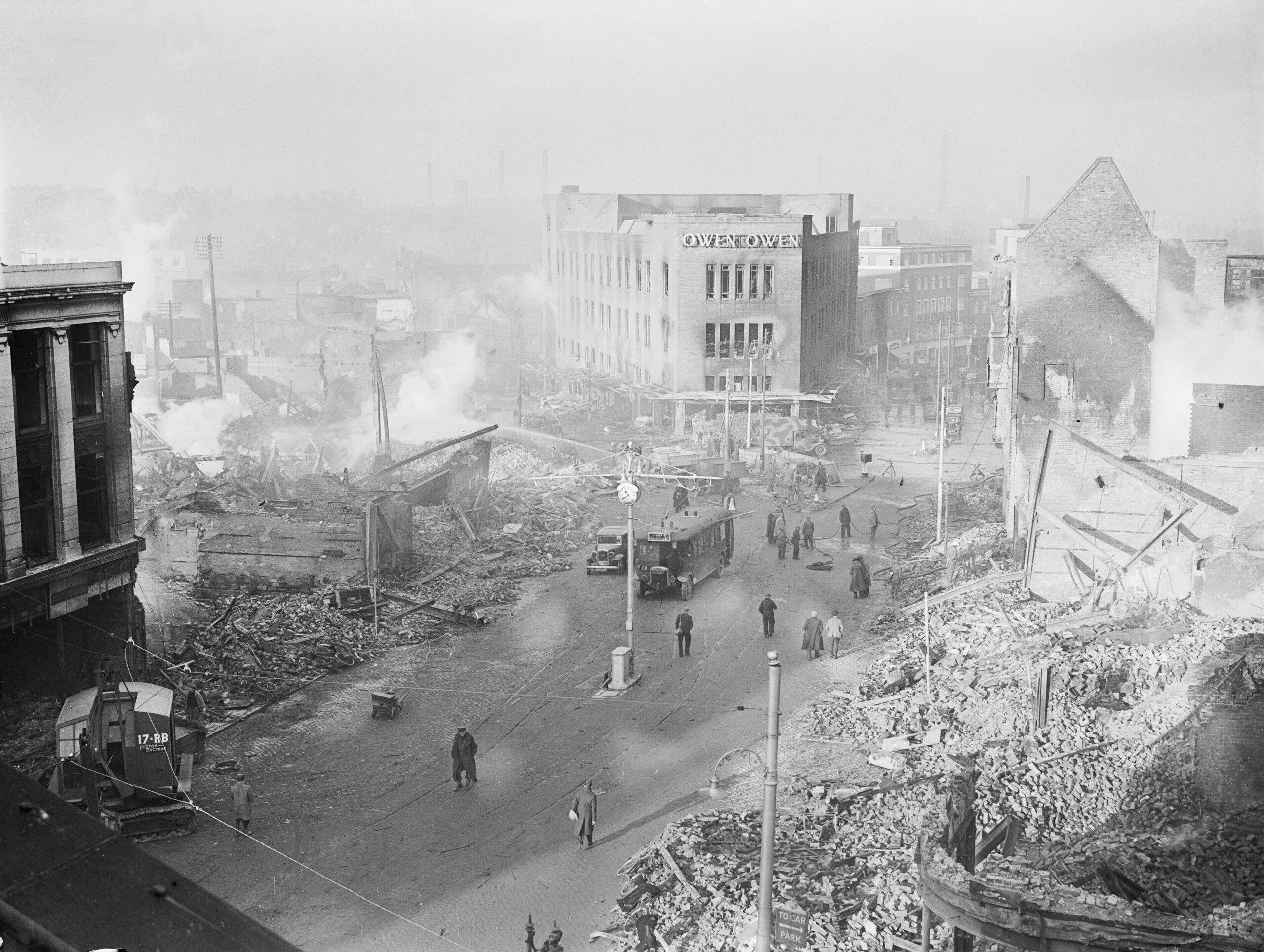Broadgate, Coventry, on the morning of 15 November 1940, after the raid of 14–15 November.